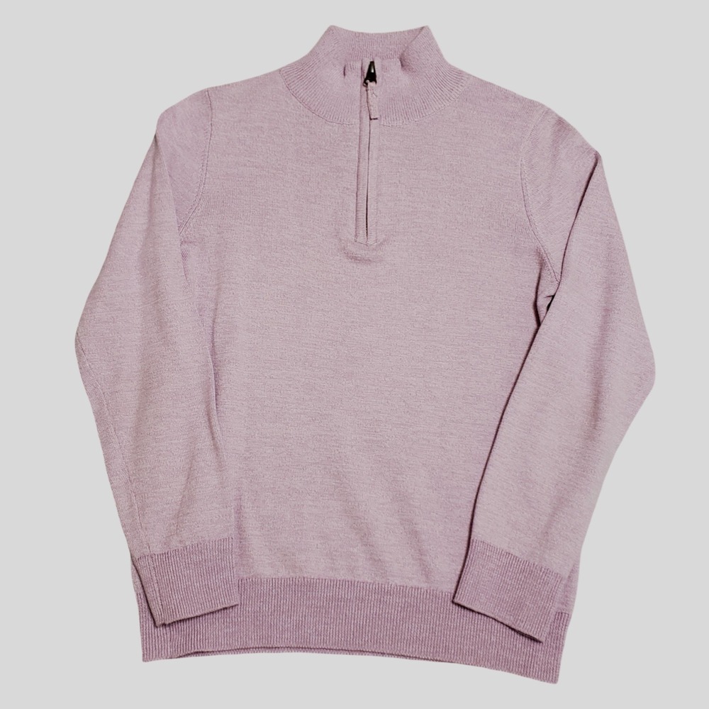 Hope & Henry Boys 100% Organic Cotton Quarter Zip Sweater Lilac Purple Size M